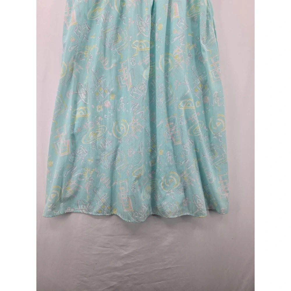 Vintage Gilligan O'Malley Nightgown M Blue Pastel Abstract Cotton Blend USA Made